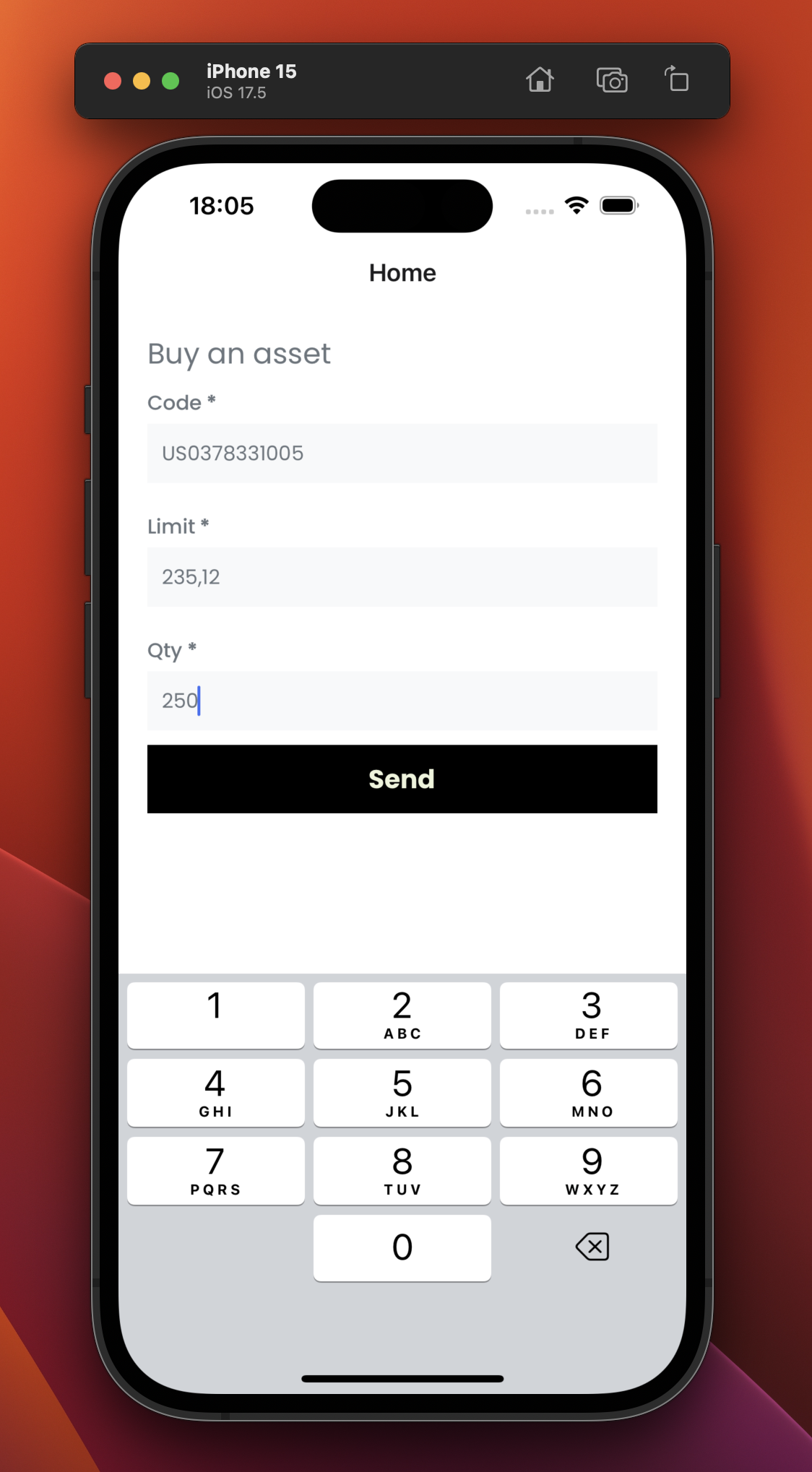 Buy asset on React Native