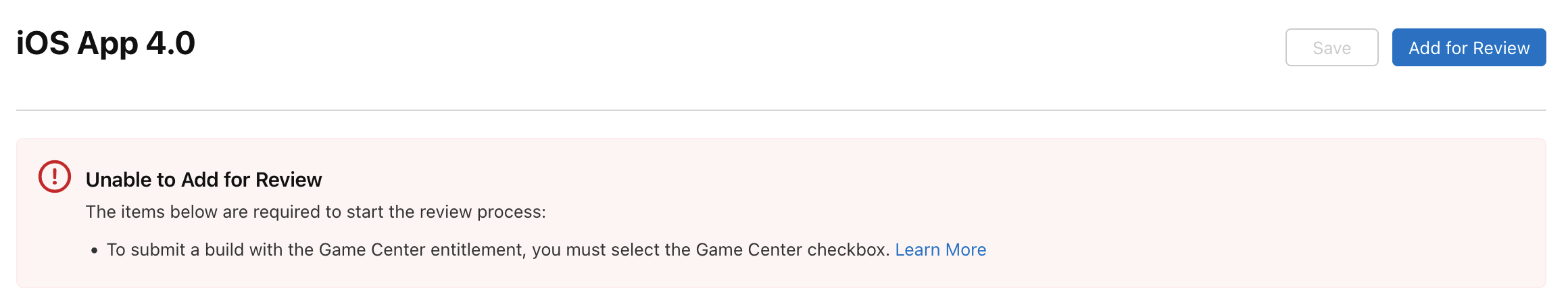 To submit a build with the Game Center entitlement, you must select the Game Center checkbox