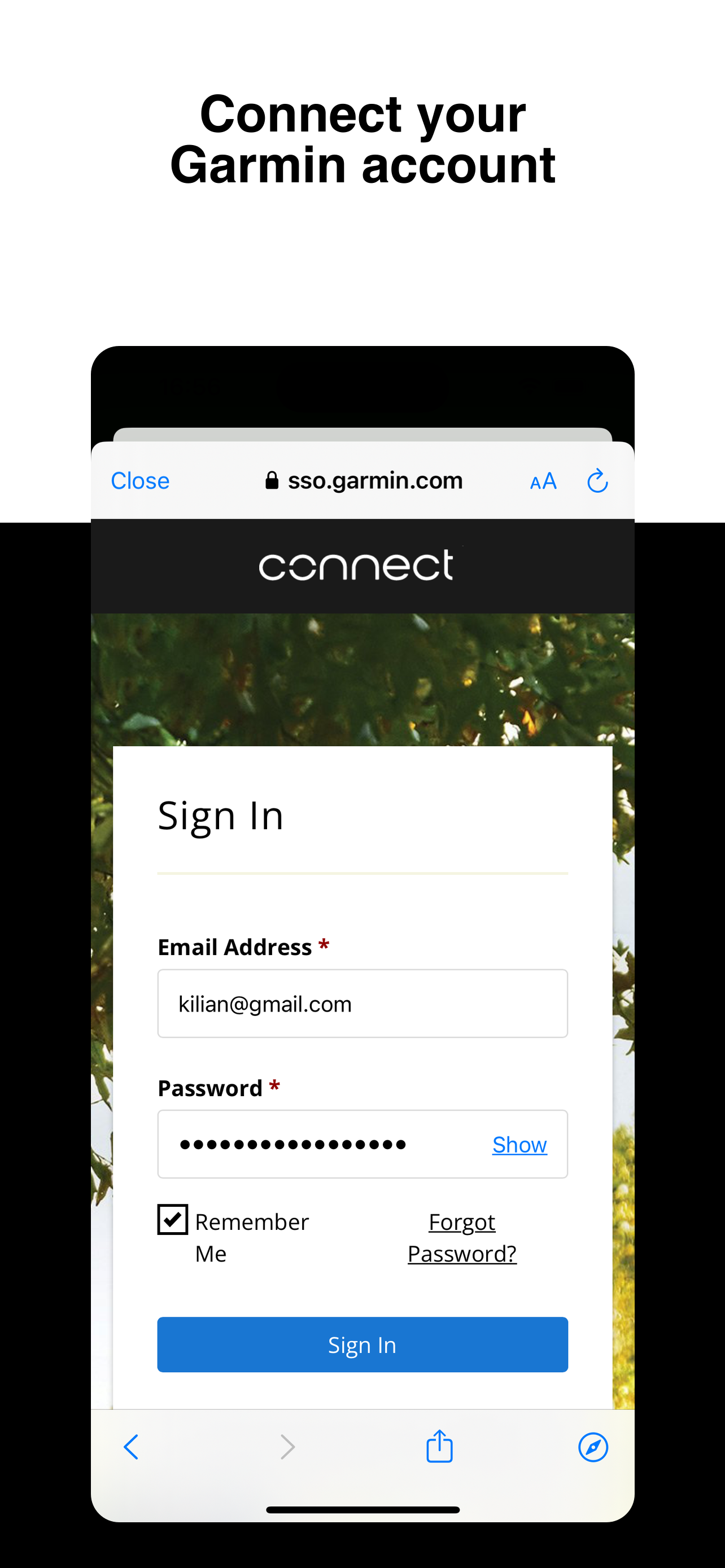 Connect your Garmin account